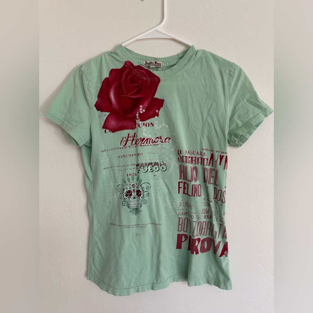 Lucky Brand Green Graphic Short Sleeve Tee